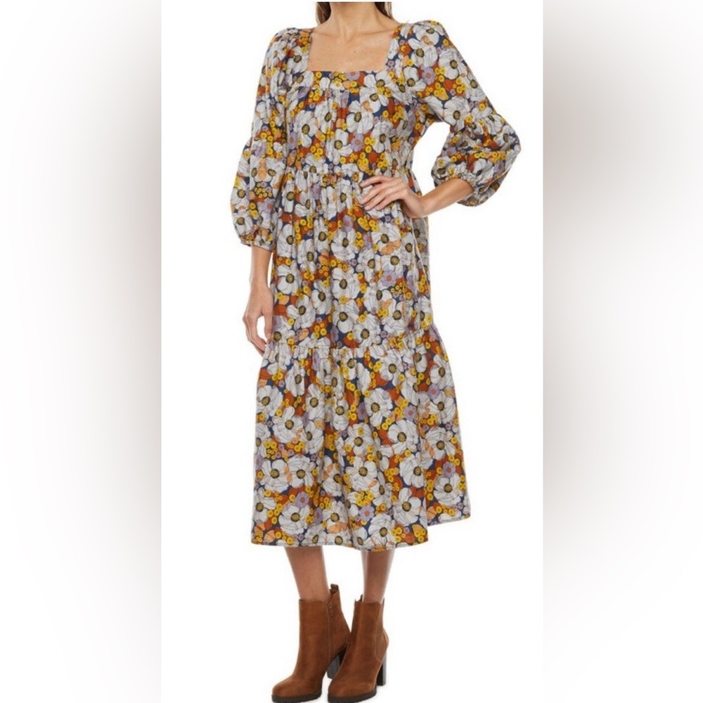 a.n.a 3/4 Sleeve Midi Peasant Dress,